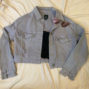 Lavender Distressed Jean Jacket